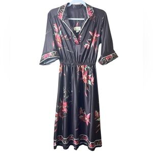 Vintage Floral‎ Midi Dress – Dark Romantic Retro Glam by Ms. Sugar Size 11
